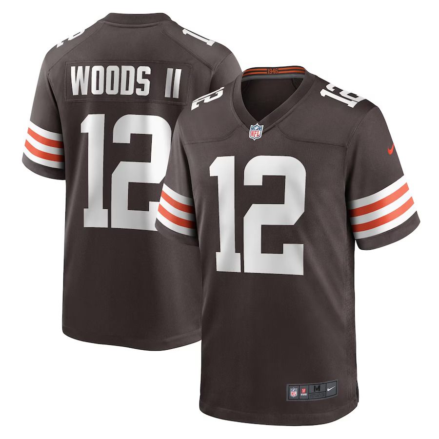 Men Cleveland Browns 12 Michael Woods II Nike Brown Game Player NFL Jersey